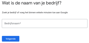 naam ingeven bij het aanmaken google mijn bedrijf profiel